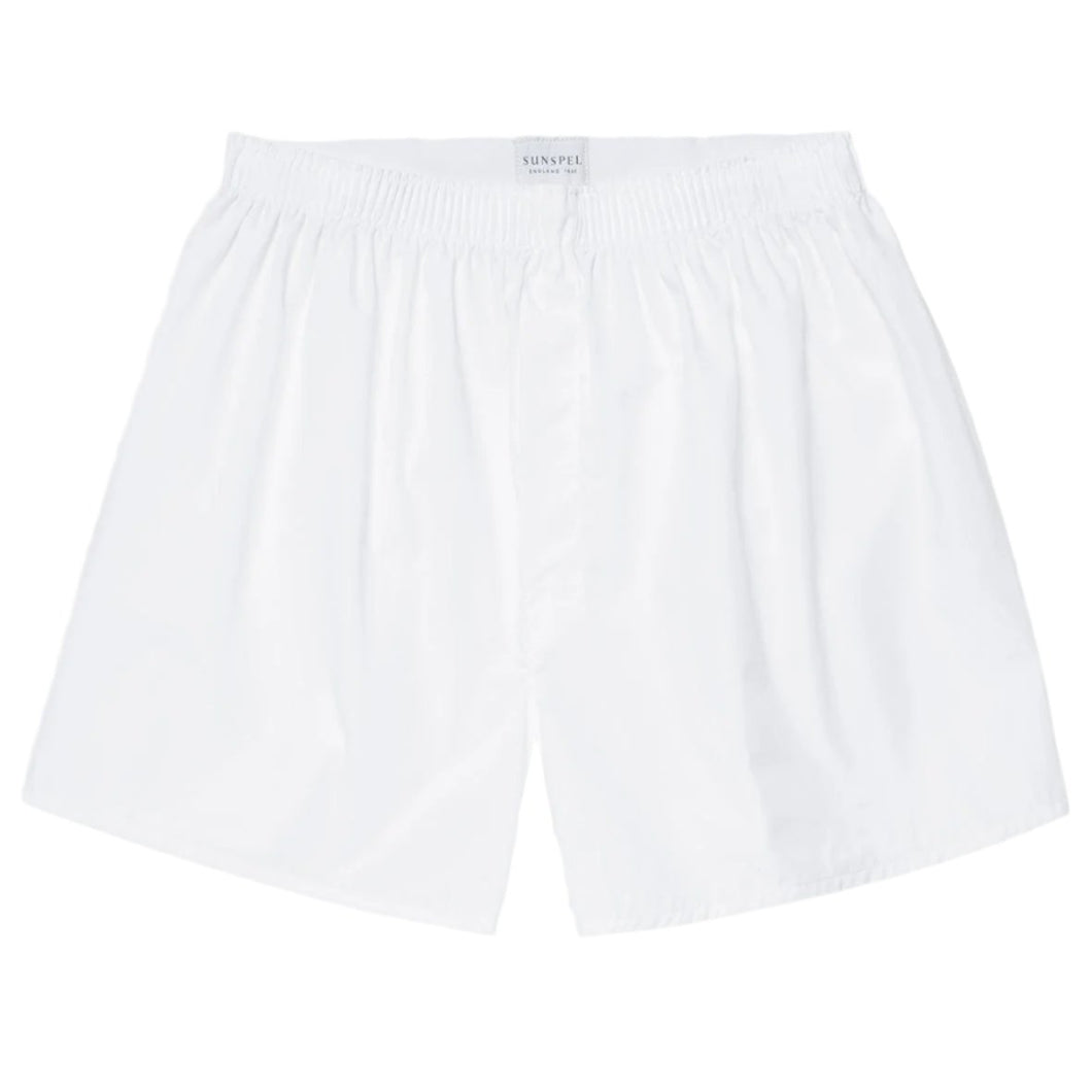 Sunspel Cotton Poplin Boxer Short White