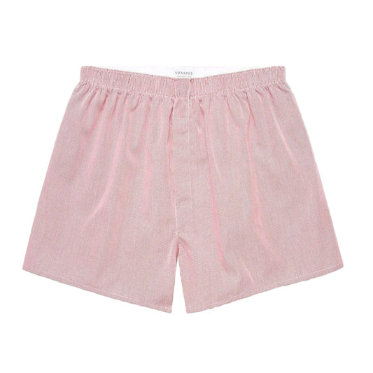 Sunspel Classic Boxer Shorts Red Micro Gingham