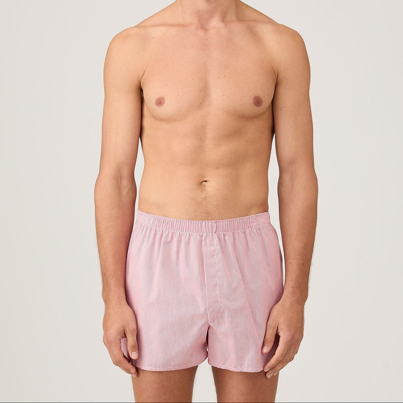 Sunspel Classic Boxer Shorts Red Micro Gingham