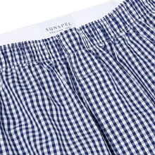 Load image into Gallery viewer, Sunspel Boxer Short Small Navy Gingham
