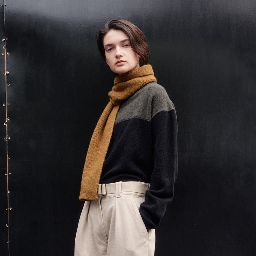 MHL Brushed Scarf Soft Shetland Wool Ochre