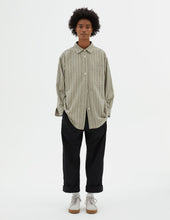 Load image into Gallery viewer, MHL W&#39; Oversized Painters Linen Shirt Stone/Navy/Bark
