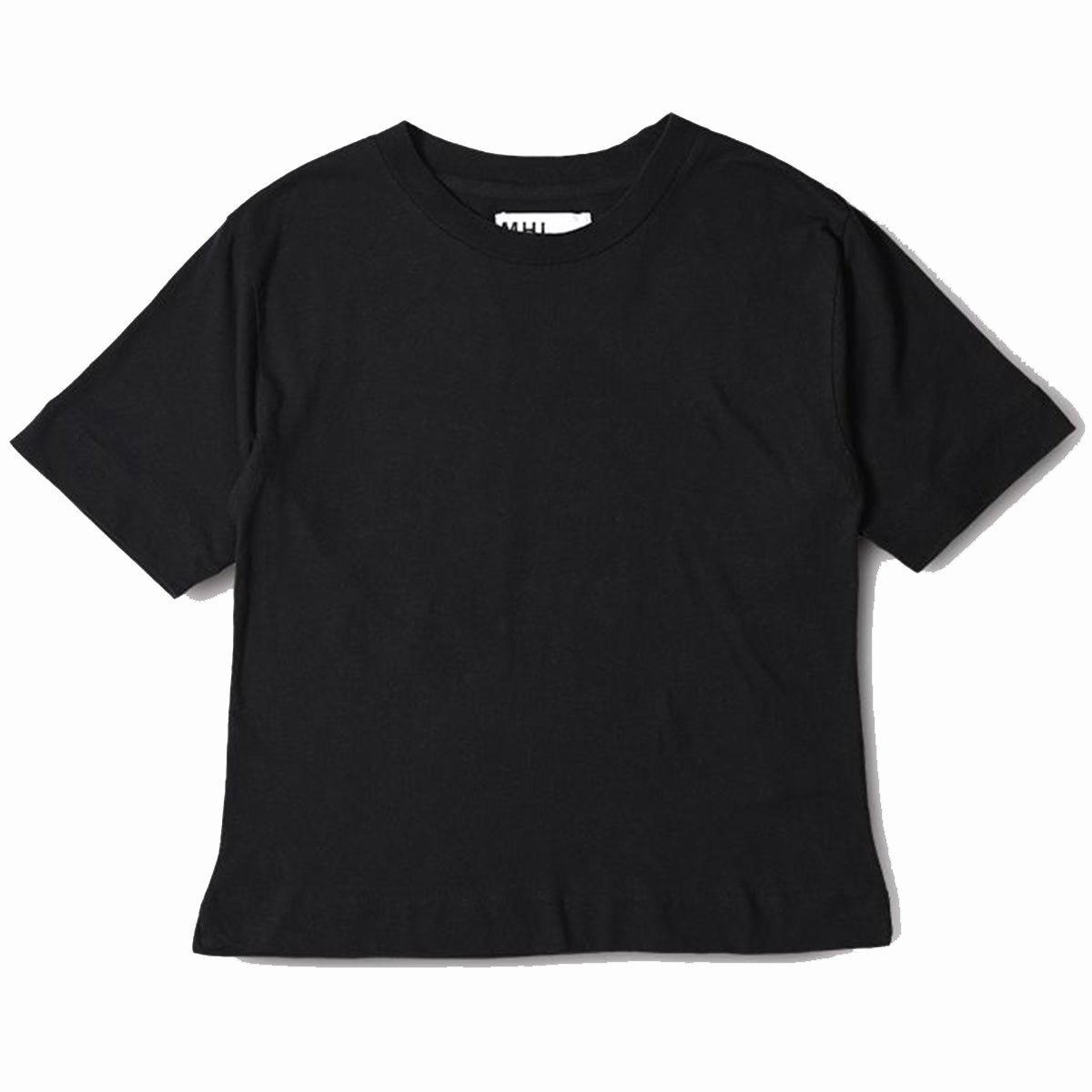 MHL W Simple T Shirt Cotton Linen Jersey Black