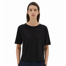 Load image into Gallery viewer, MHL W&#39; Simple T-Shirt Cotton Linen Jersey Black
