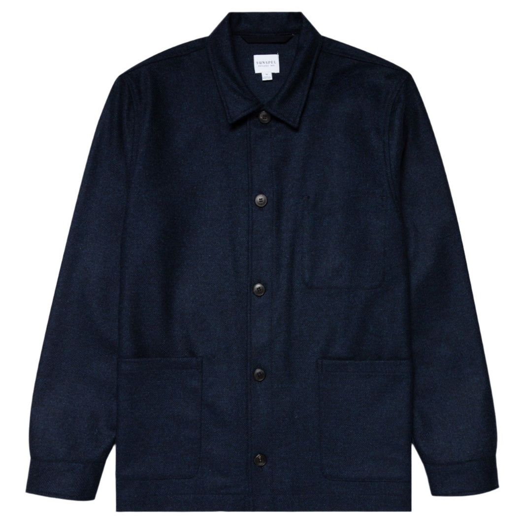 Sunspel Wool Twin Pocket Jacket Light Navy Melange