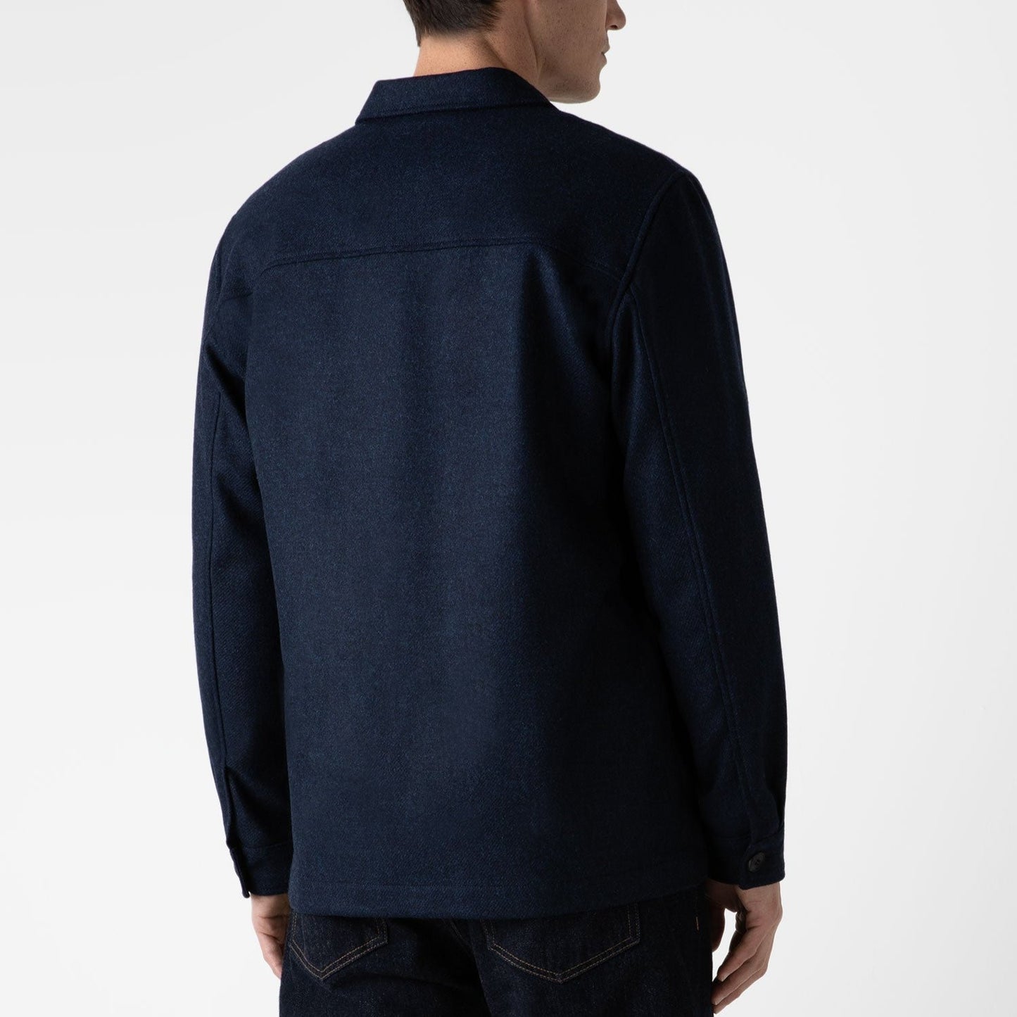 Sunspel Wool Twin Pocket Jacket Light Navy Melange