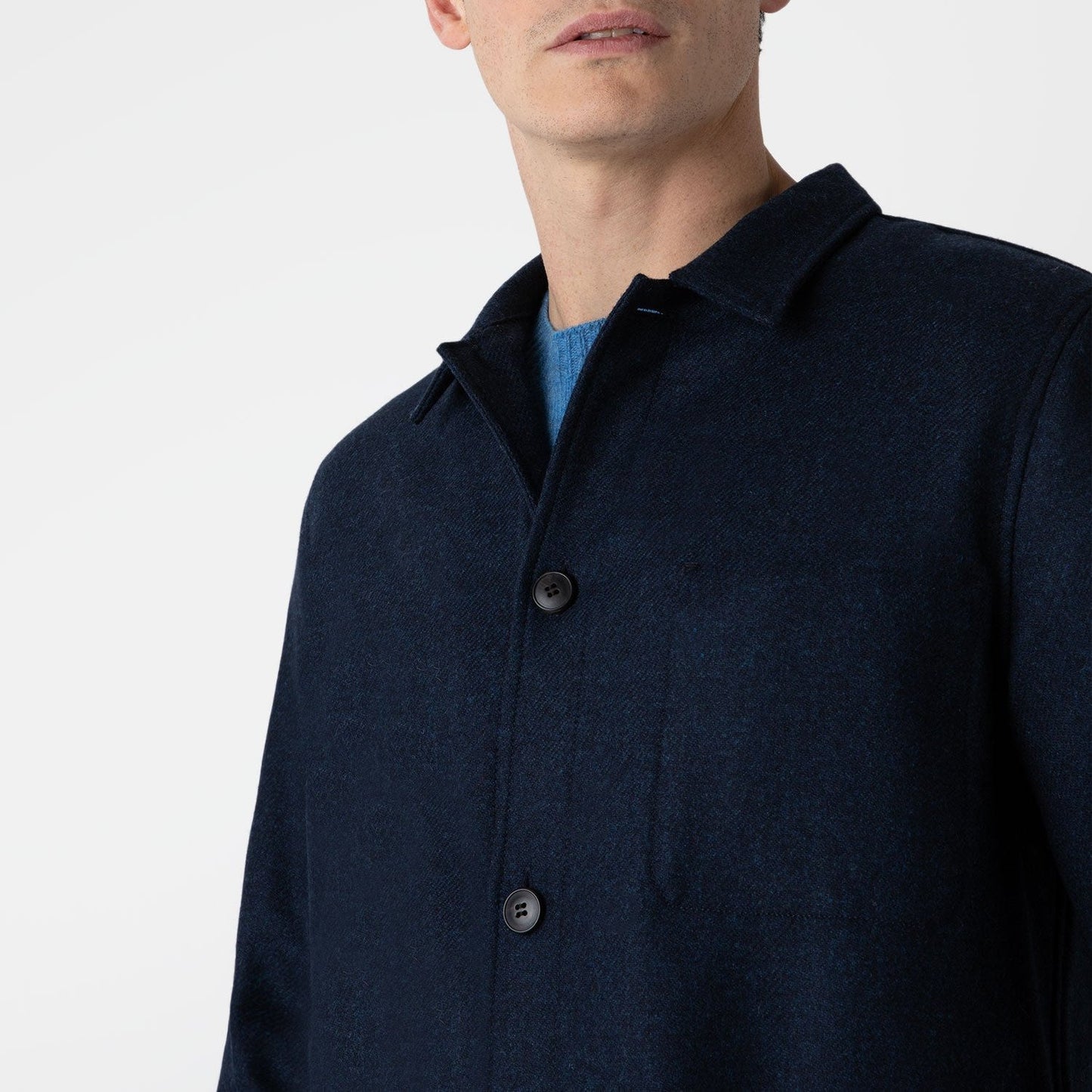 Sunspel Wool Twin Pocket Jacket Light Navy Melange