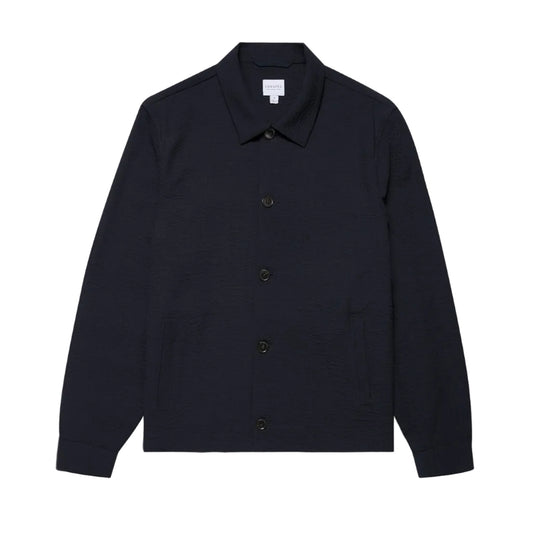 Sunspel Lightweight Wool Seersucker Jacket Navy