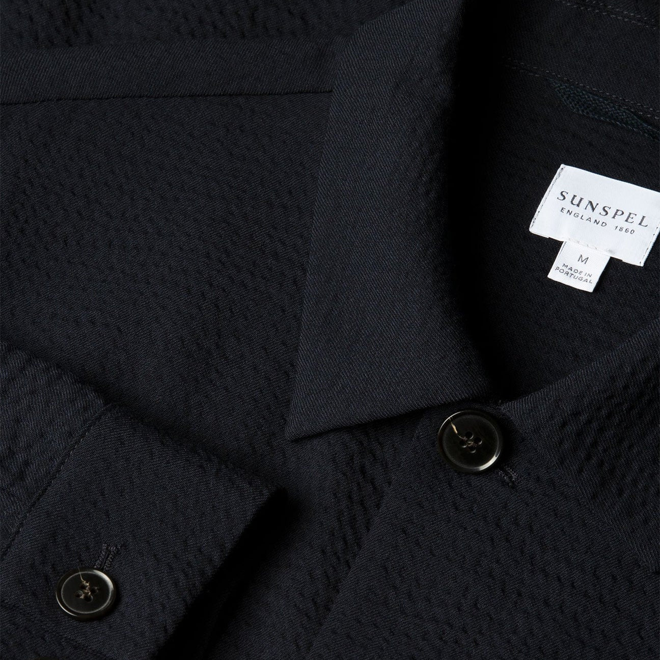 Sunspel Lightweight Wool Seersucker Jacket Navy