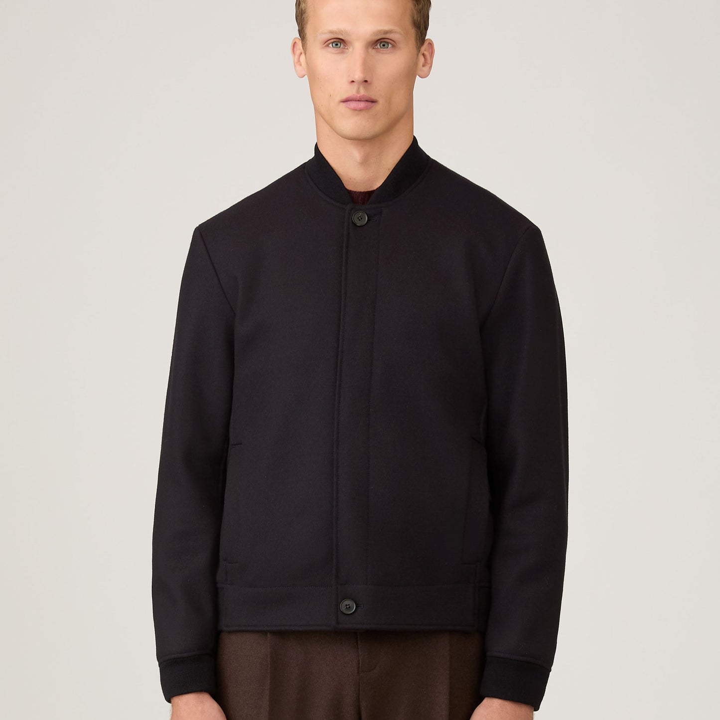 Sunspel Wool Bomber Jacket Navy