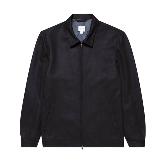 Sunspel Boiled Wool Harrington Jacket Navy