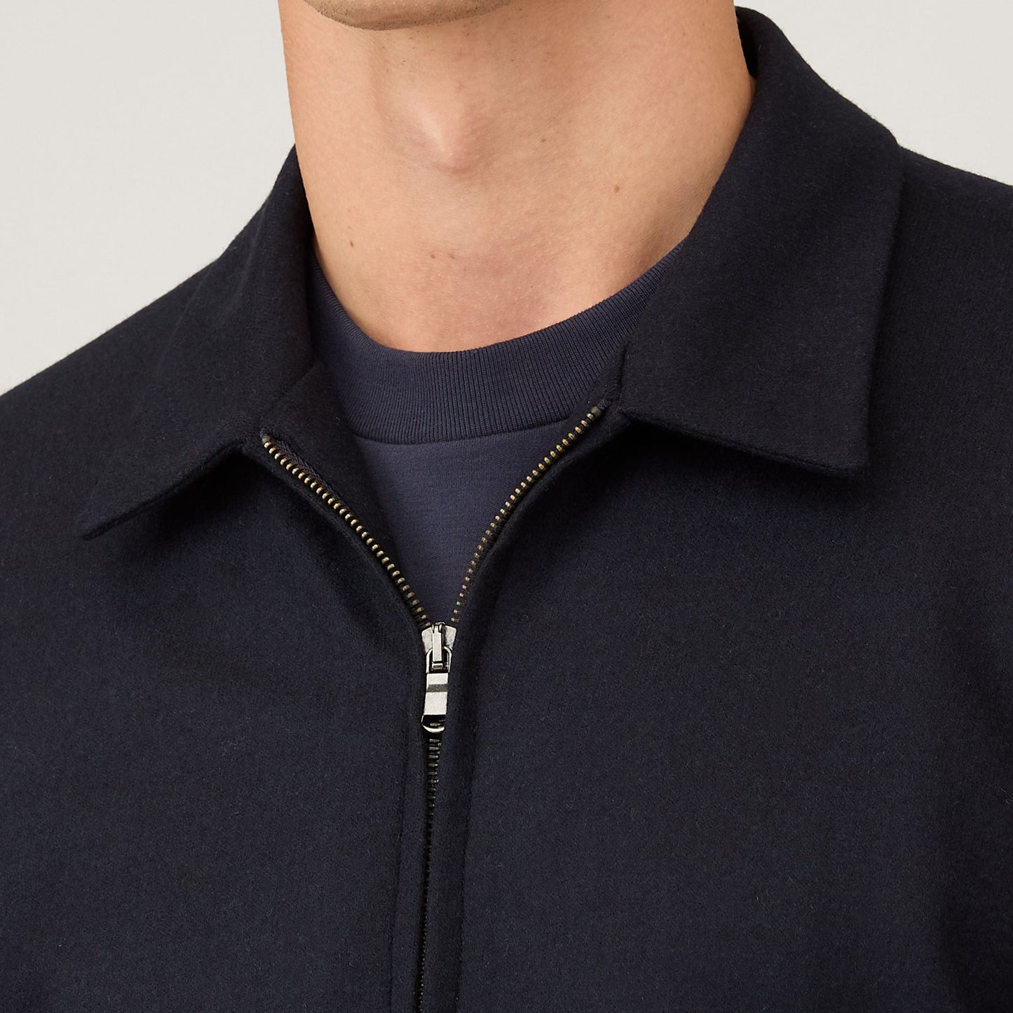 Sunspel Boiled Wool Harrington Jacket Navy