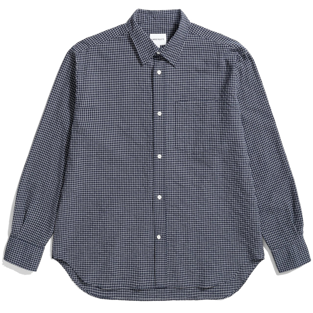 Norse Projects Mo Check Oversized Shirt Dark Navy