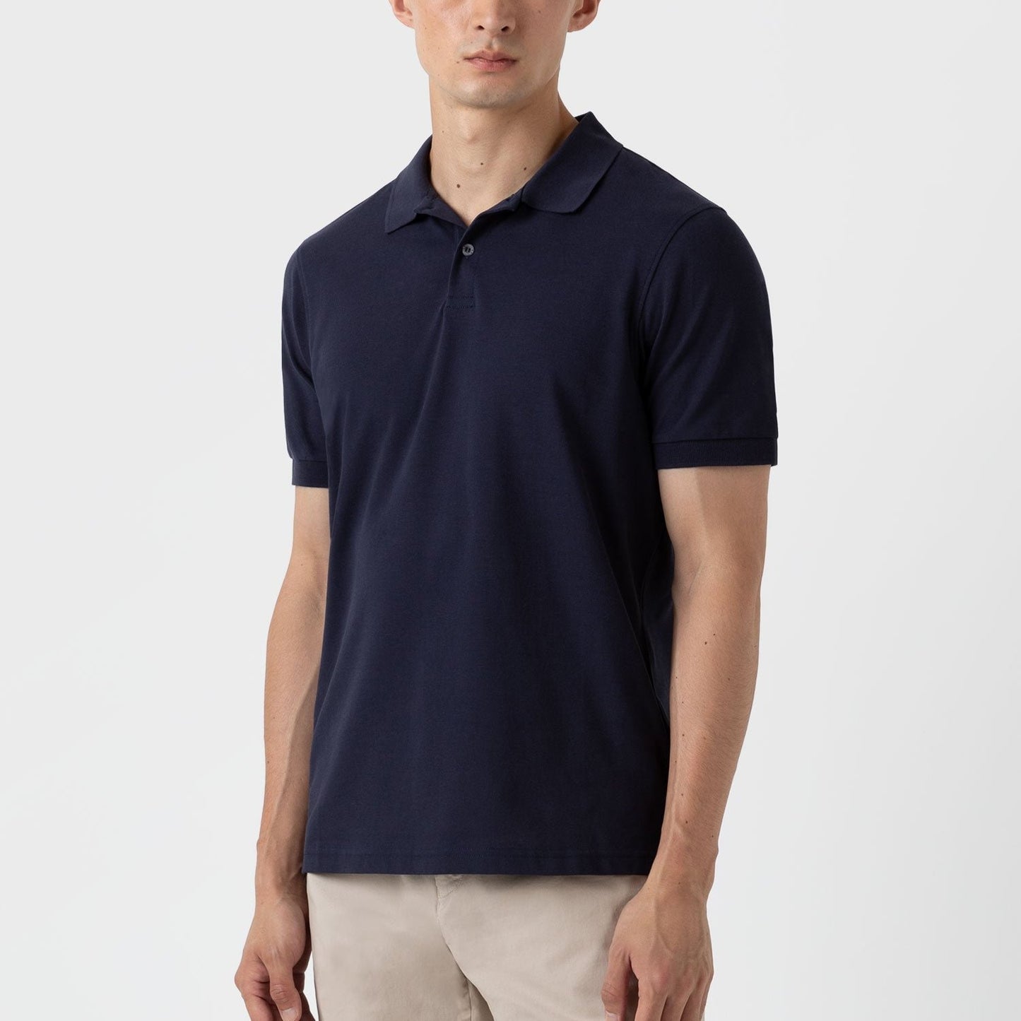 Sunspel Pique Polo Shirt Navy