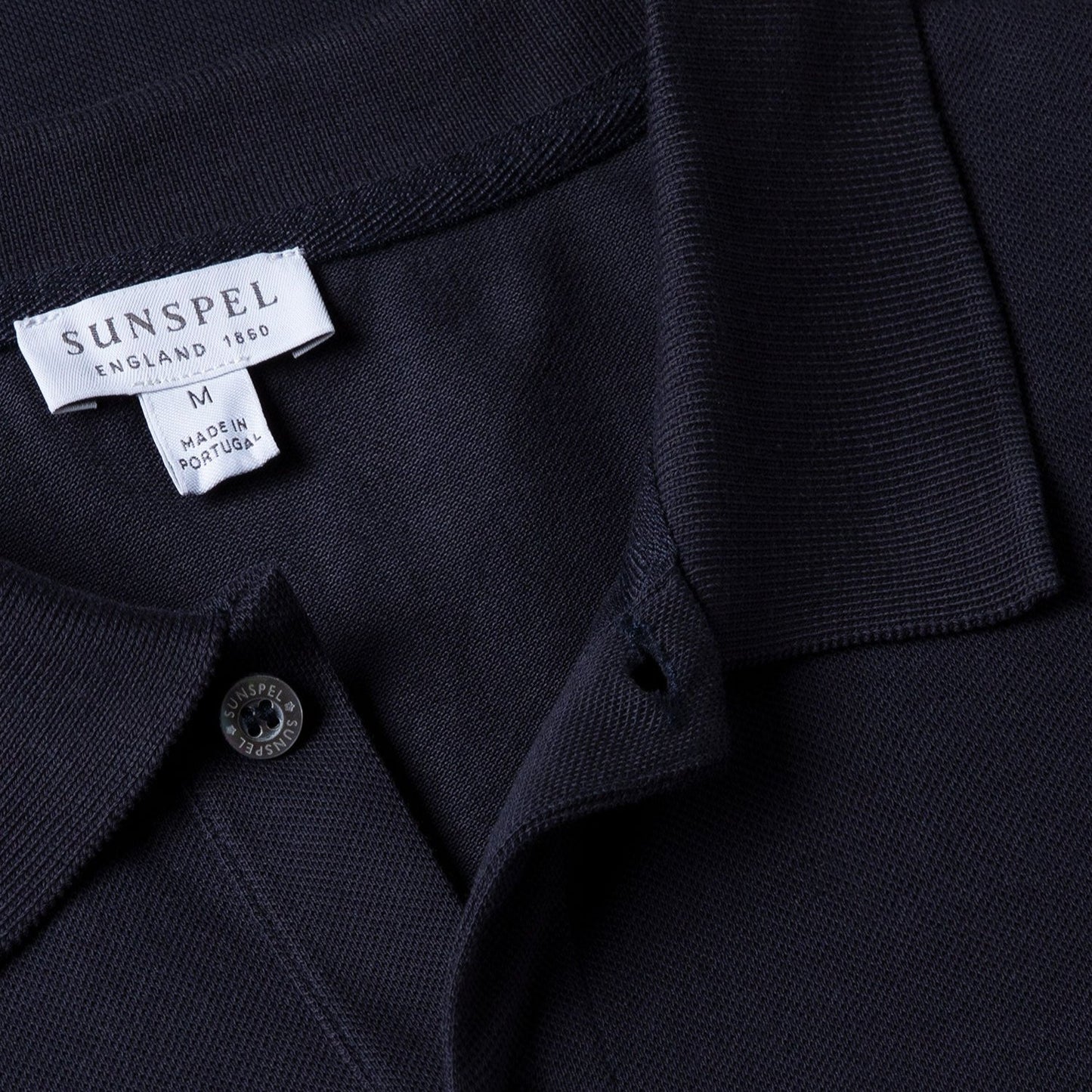 Sunspel Pique Polo Shirt Navy