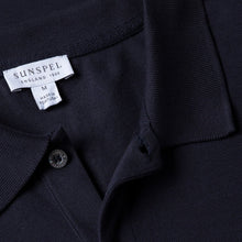 Load image into Gallery viewer, Sunspel Pique Polo Shirt Navy
