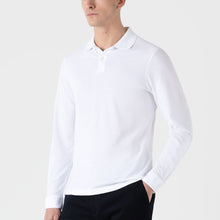 Load image into Gallery viewer, Sunspel Long Sleeve Piqué Polo Shirt White
