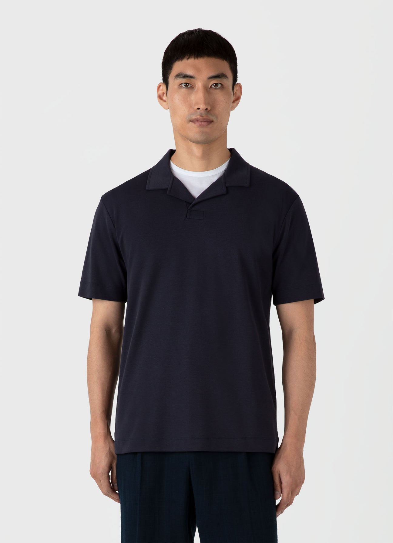 Sunspel Heavyweight Polo Shirt Navy