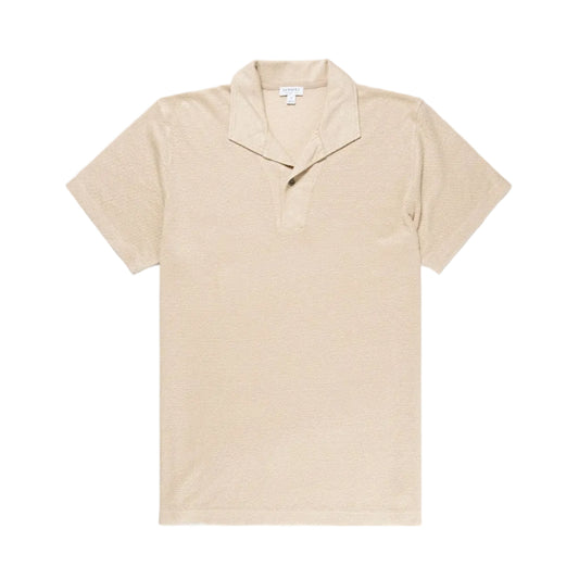 Sunspel Linen Pique Polo Shirt Hazelwood