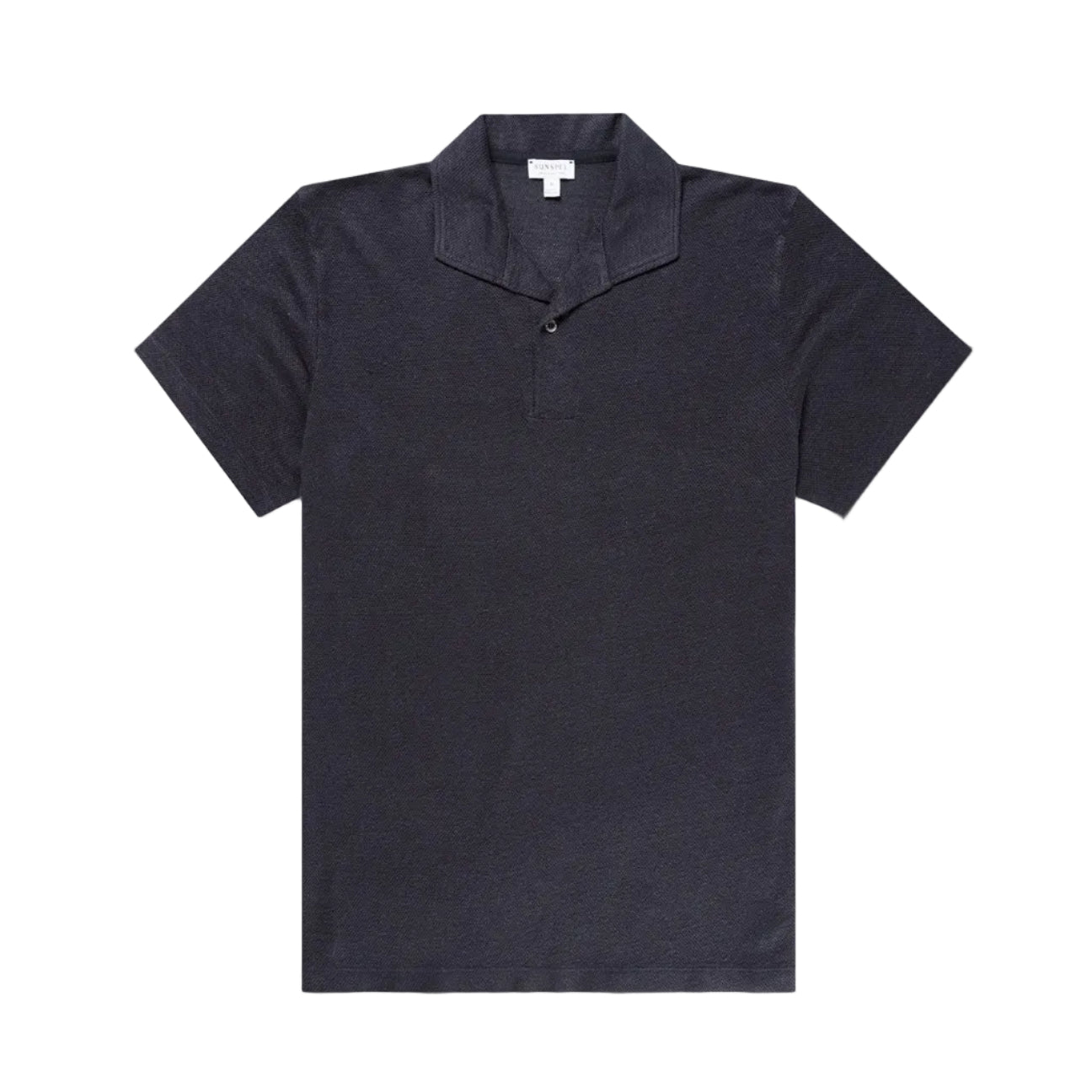 Sunspel Linen Pique Polo Shirt Navy