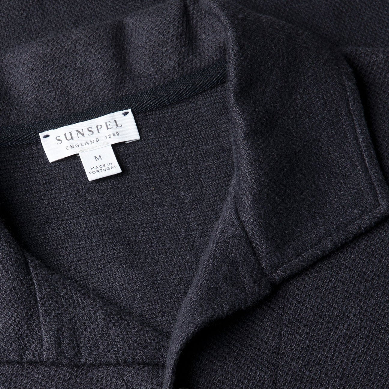 Sunspel Linen Pique Polo Shirt Navy