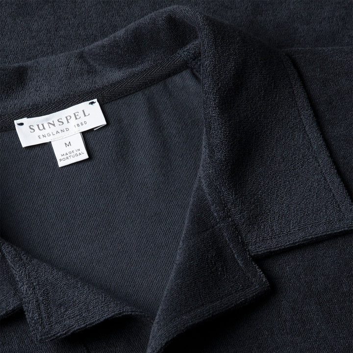 Sunspel Towelling Polo Shirt Navy