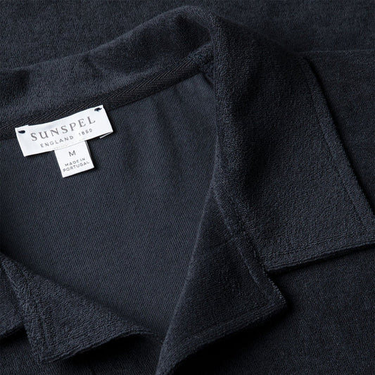 Sunspel Towelling Polo Shirt Navy