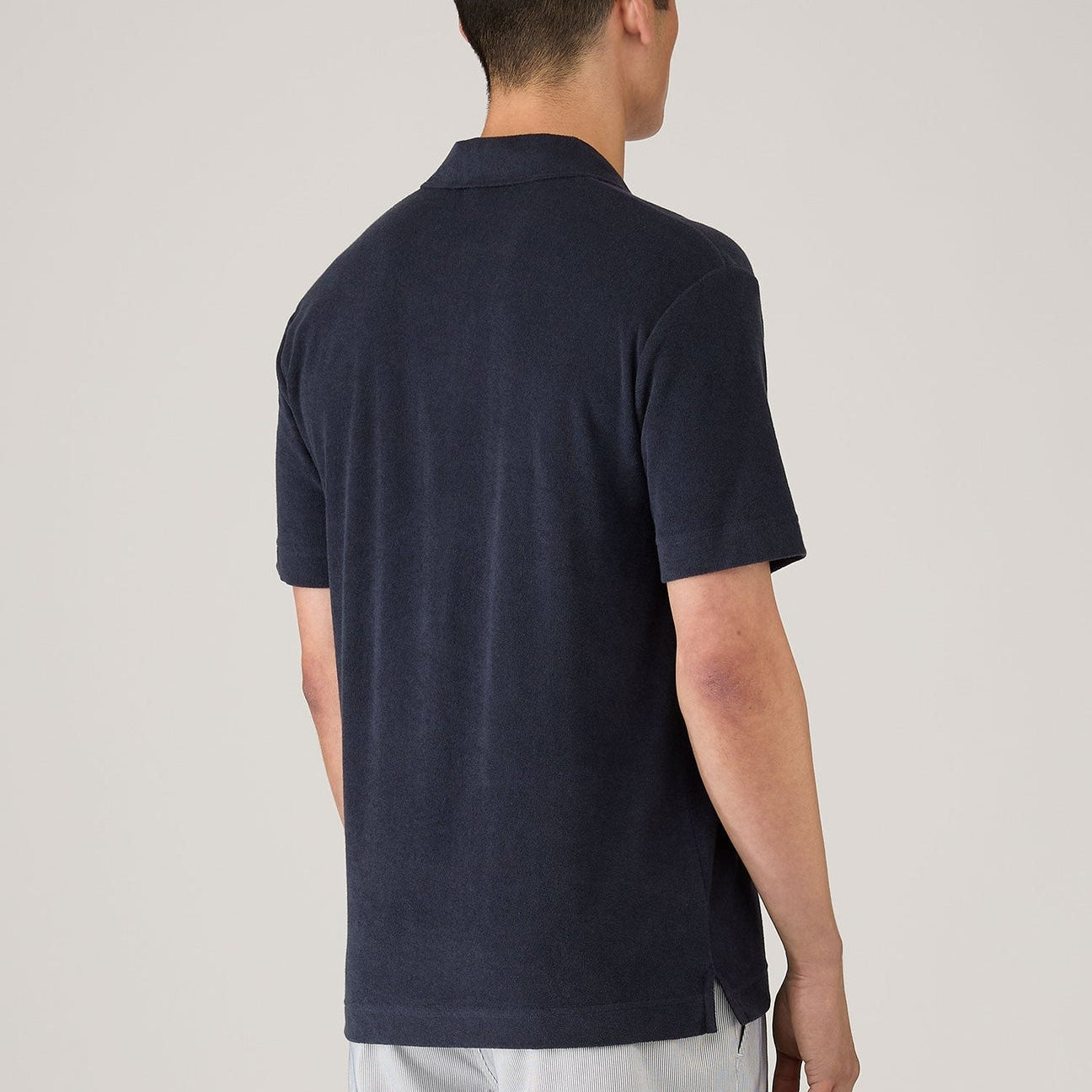 Sunspel Towelling Polo Shirt Navy