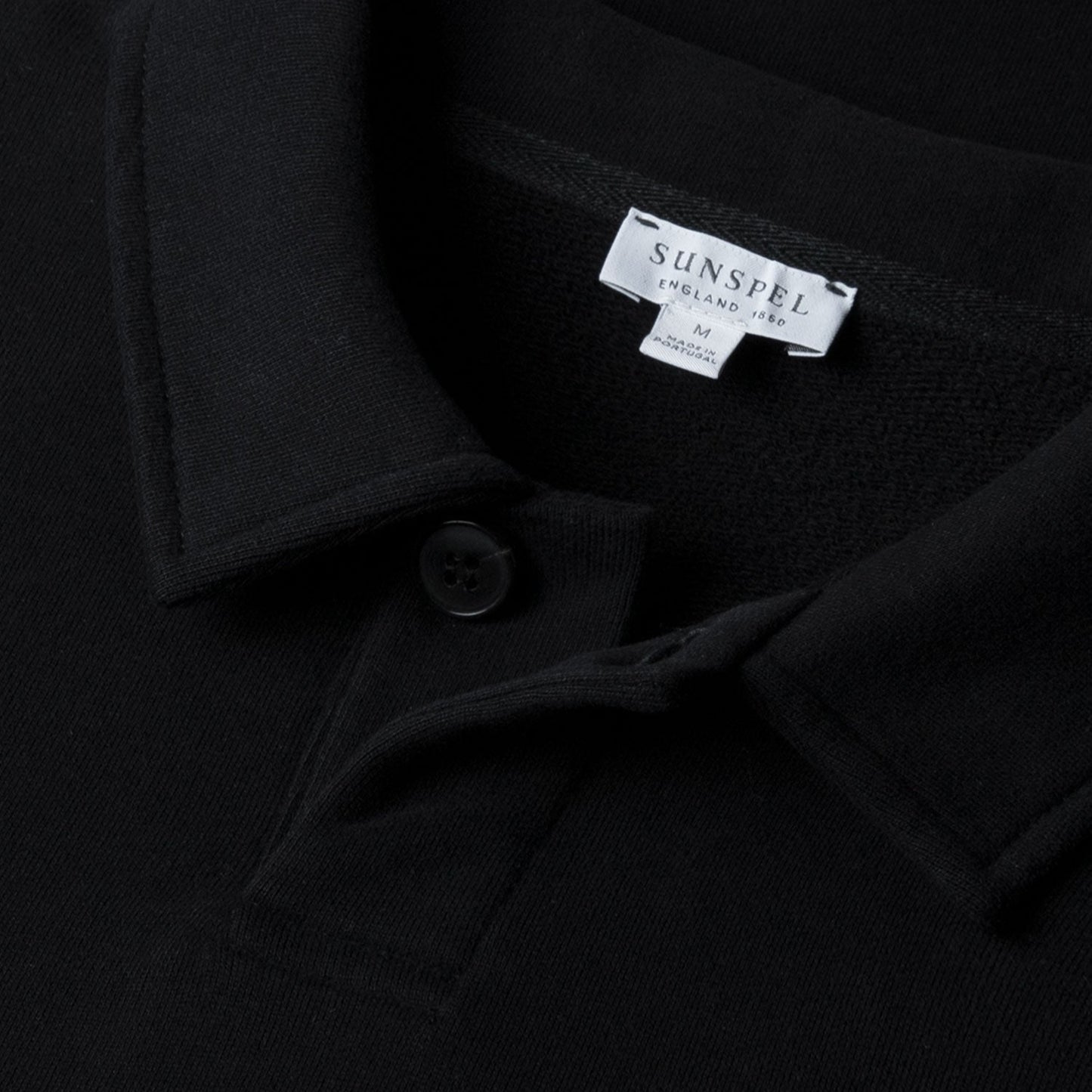 Sunspel Loopback Polo Sweatshirt Black
