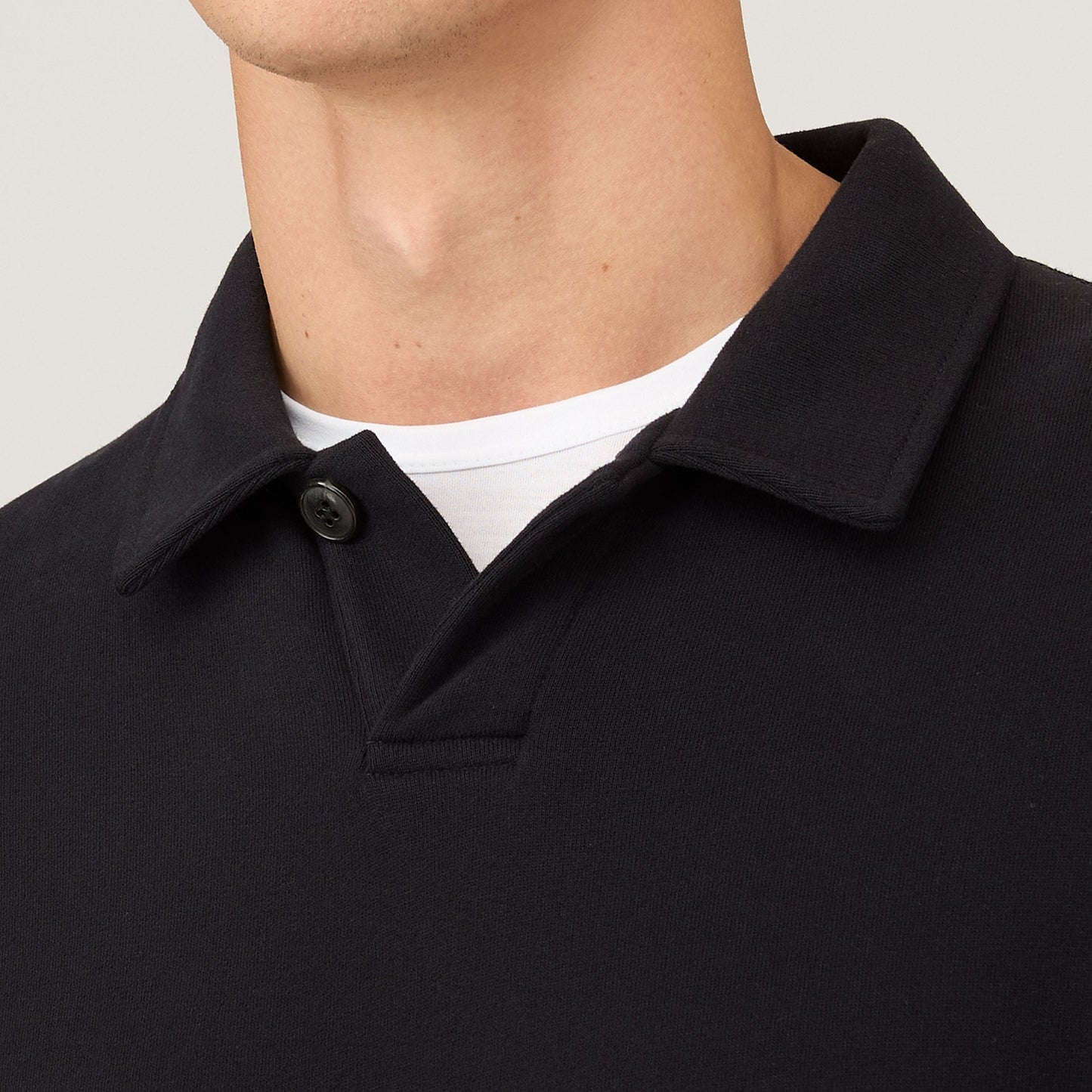 Sunspel Loopback Polo Sweatshirt Black