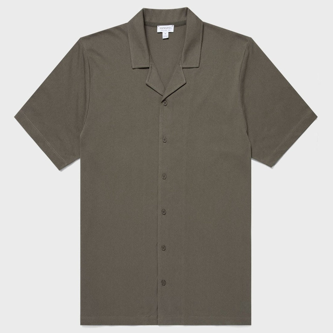 Sunspel Riviera Camp Collar Shirt Khaki 24