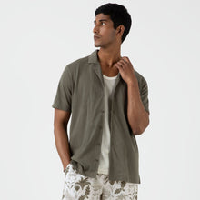 Load image into Gallery viewer, Sunspel Riviera Camp Collar Shirt Khaki 24
