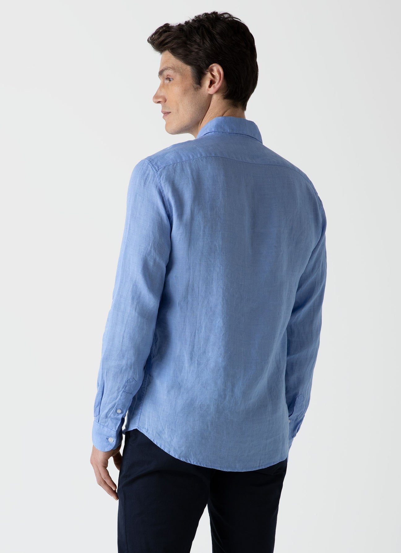 Sunspel Linen LS Shirt Cool Blue