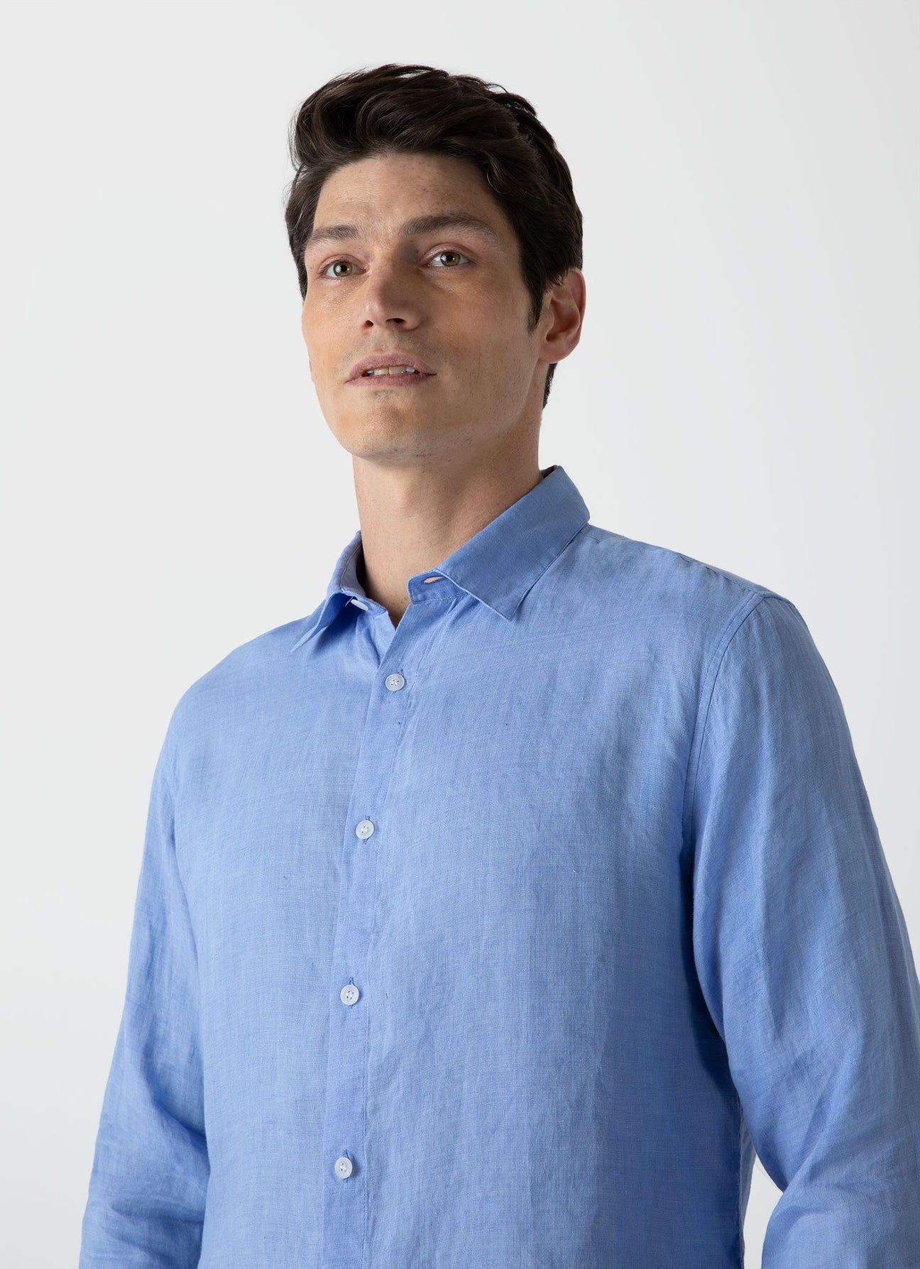 Sunspel Linen LS Shirt Cool Blue
