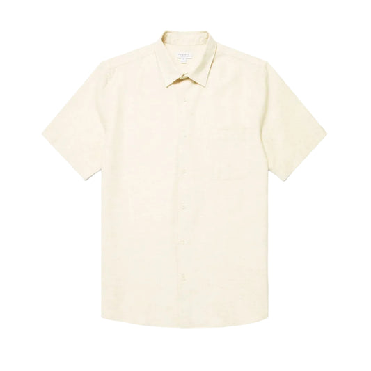 Sunspel Natural Texture Linen Shirt Ecru