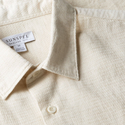 Sunspel Natural Texture Linen Shirt Ecru