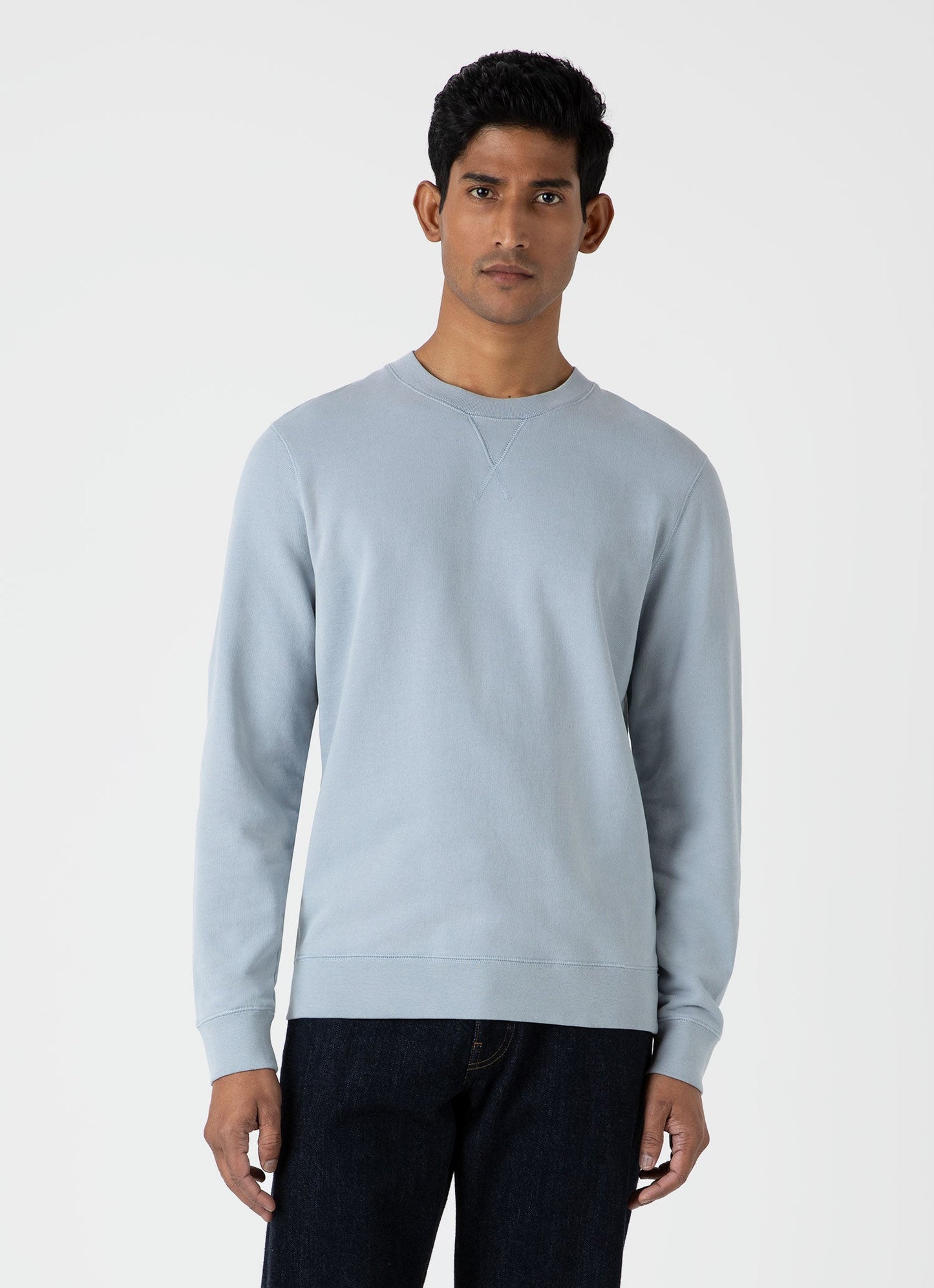 Sunspel Loopback Sweatshirt Smoke Blue