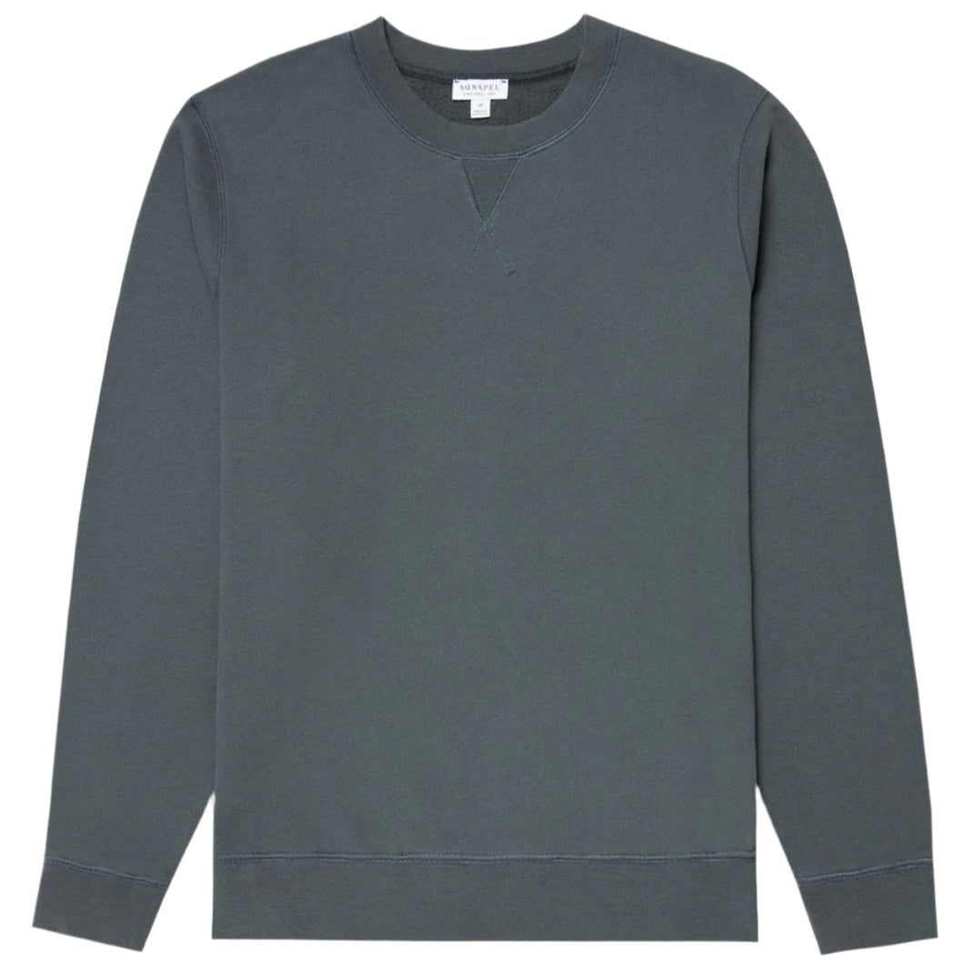 Sunspel Loopback Sweatshirt Drill Green