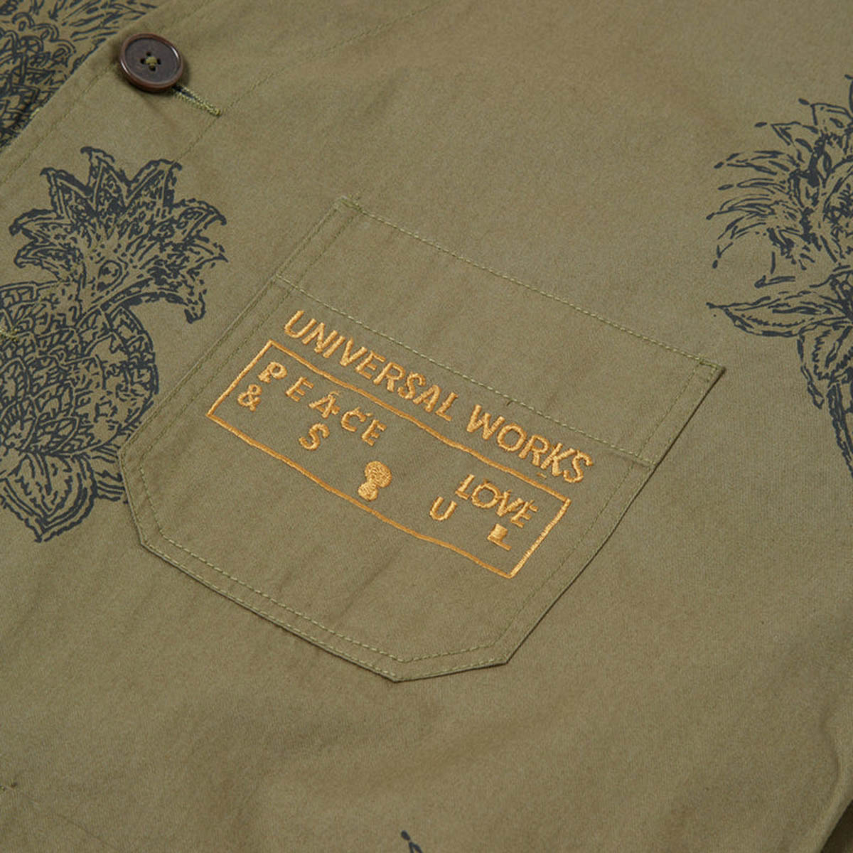 Universal Works V N Chore Jacket Flower Twill Olive