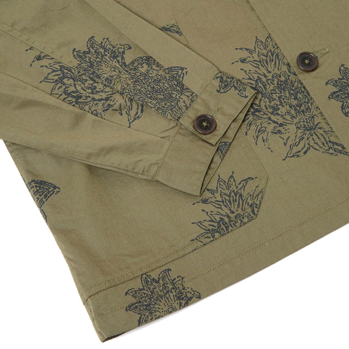 Universal Works V N Chore Jacket Flower Twill Olive