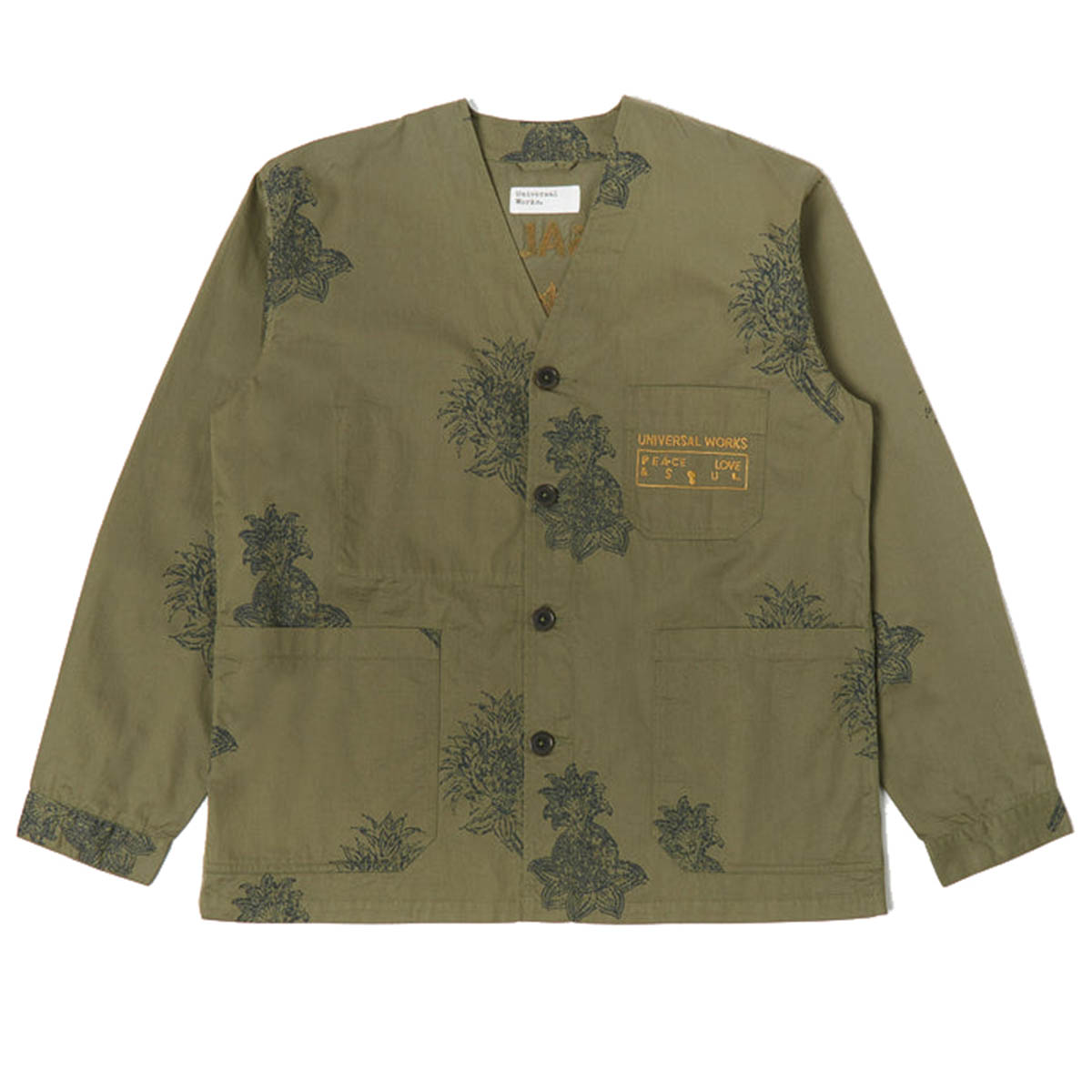 Universal Works V N Chore Jacket Flower Twill Olive