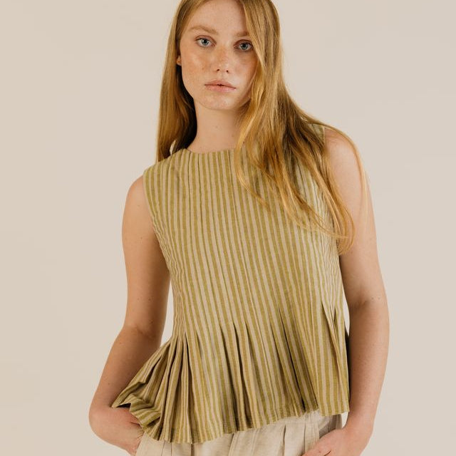 Sideline Minnie Top Ochre Stripe