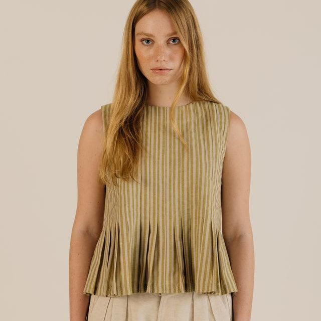 Sideline Minnie Top Ochre Stripe