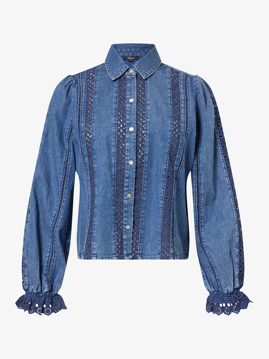 Rails Rowen Embroidered Denim Shirt Classic Blue