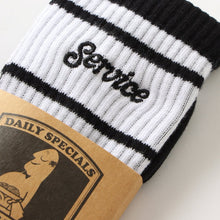 Load image into Gallery viewer, Service Works Logo Ringer Socks Black
