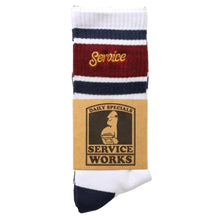 Load image into Gallery viewer, Service Works Logo Ringer Socks White
