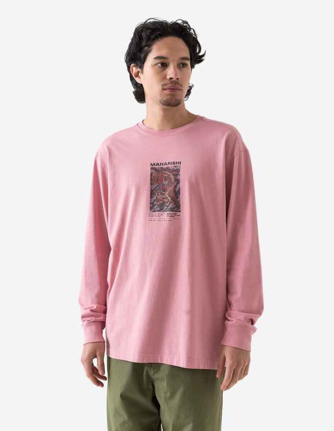 Maharishi Tiger Dragon Militype L/S T-Shirt Pink