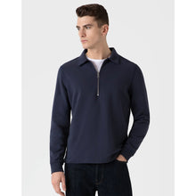 Load image into Gallery viewer, Sunspel Zip Polo  Sweatshirt Navy
