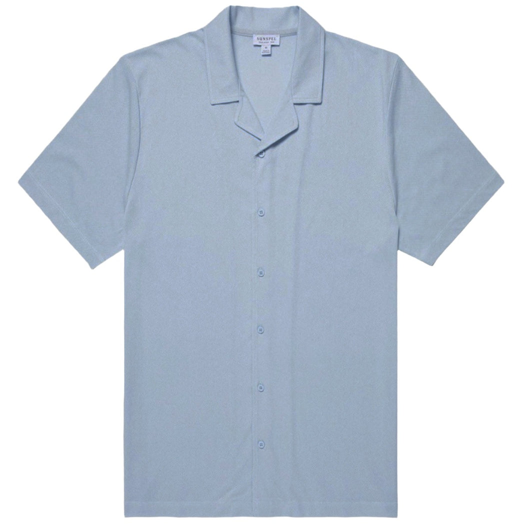 Sunspel Riviera Camp Collar Shirt Light Blue24