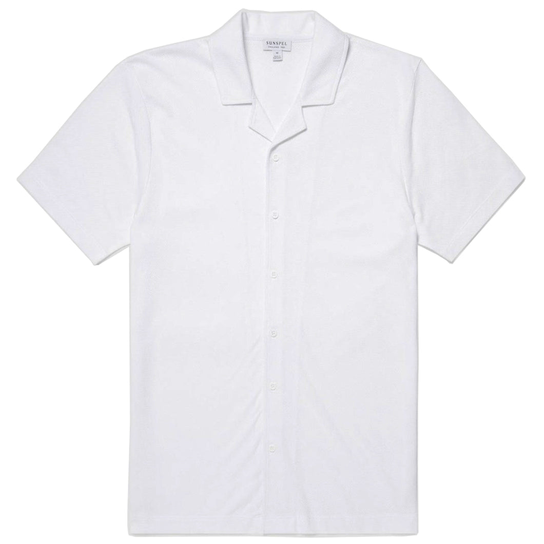 Sunspel Riviera Camp Collar Shirt White